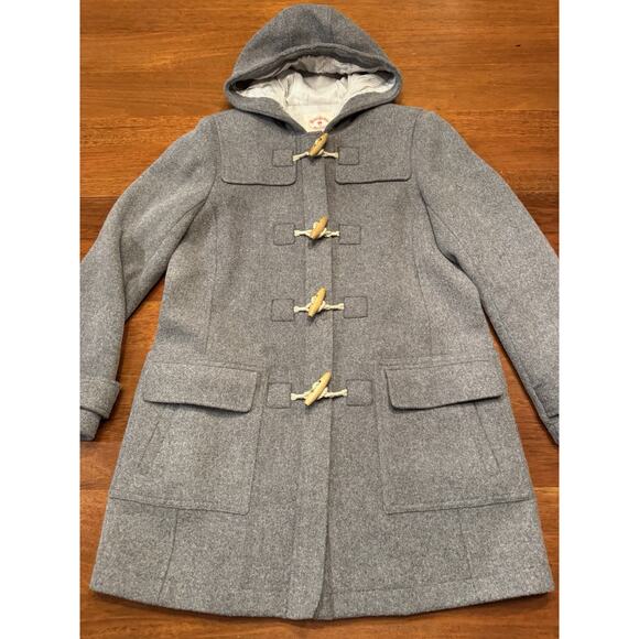 Size 14 Brooks Brothers Red Fleece Gray Toggle Coat Hooded Wool - Picture 1 of 16
